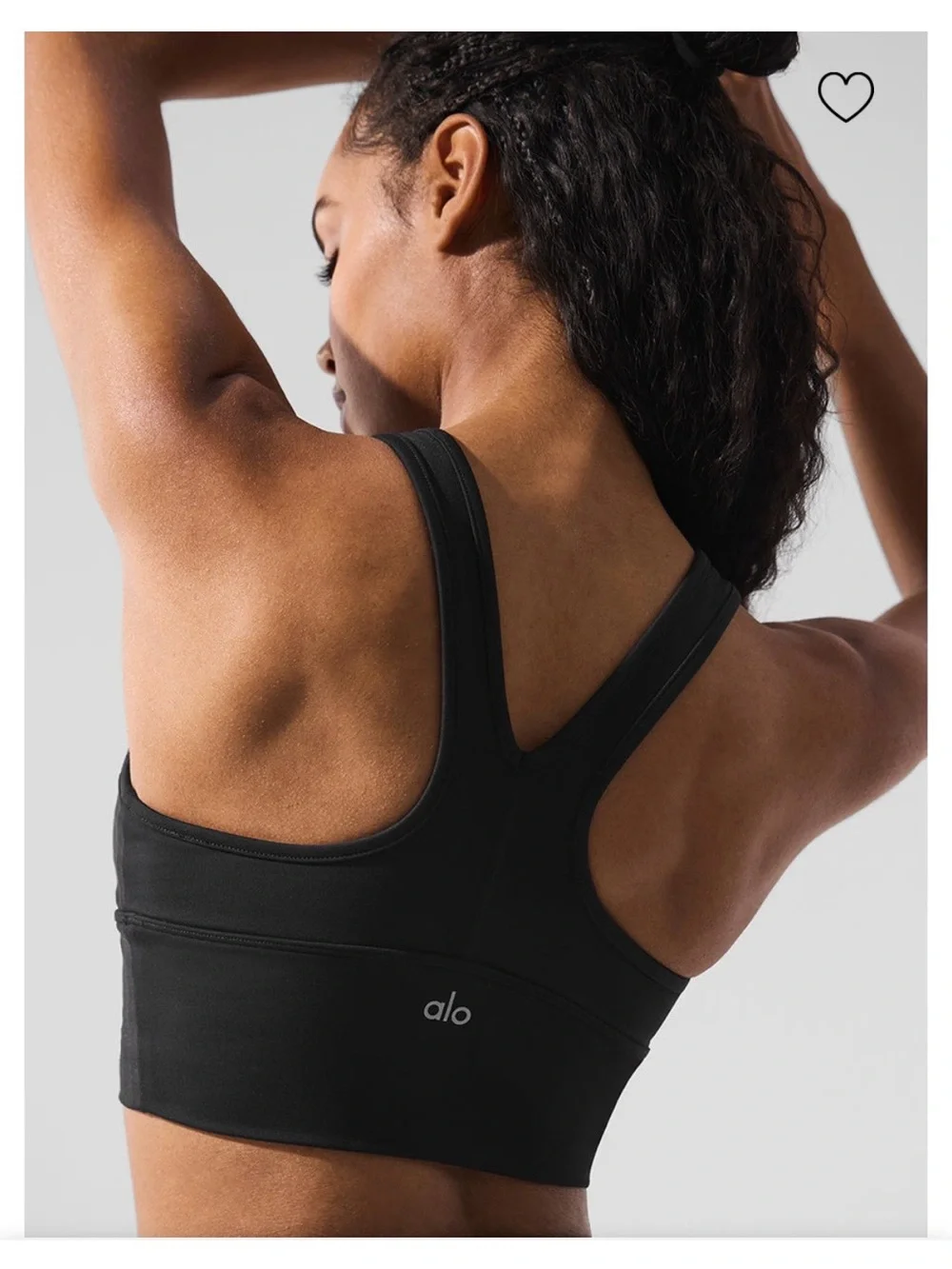 ALO Yoga Black Ruched V-Back Sports Bra